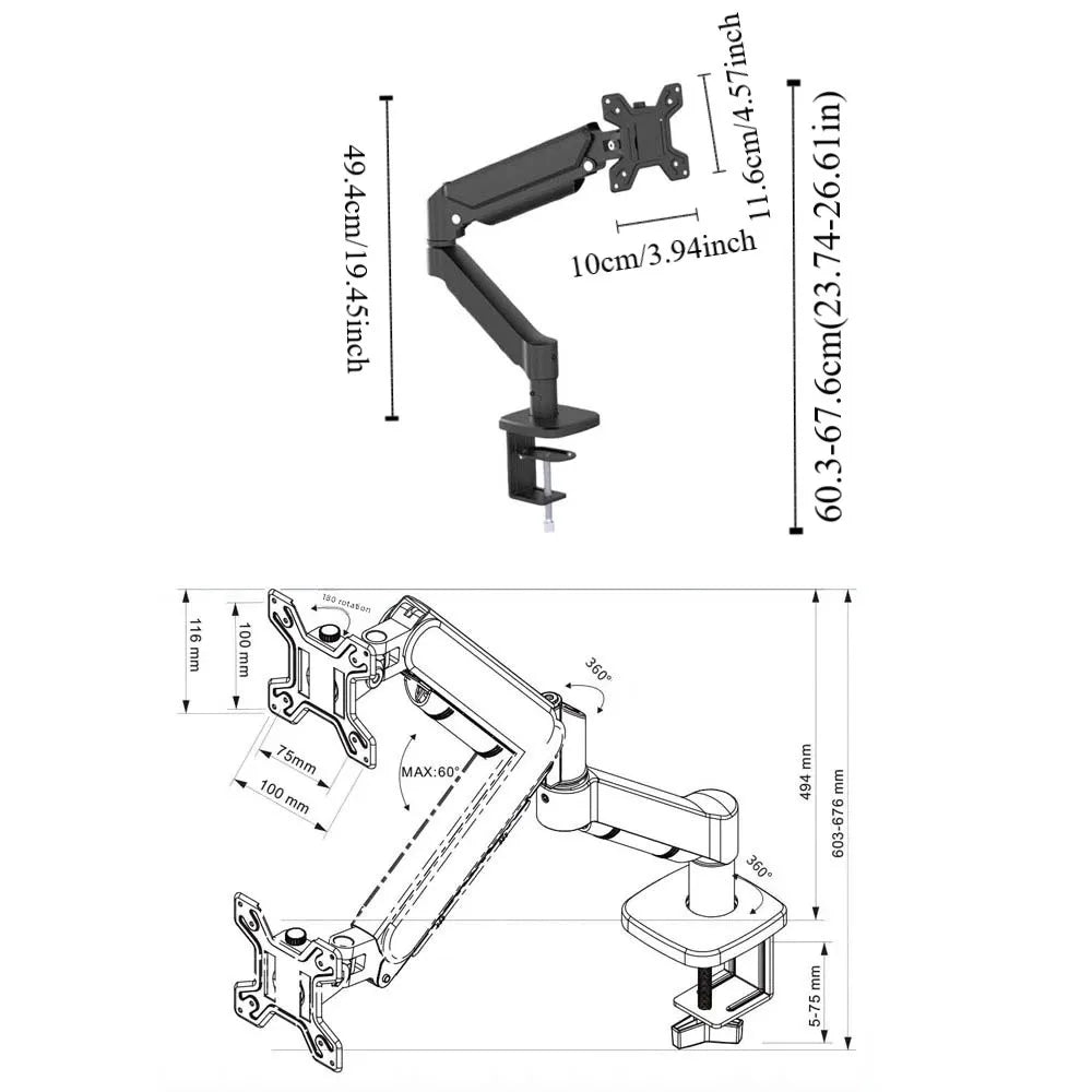 360° Rotating Monitor Arm | Ergonomic Desktop Mount, Universal Fit