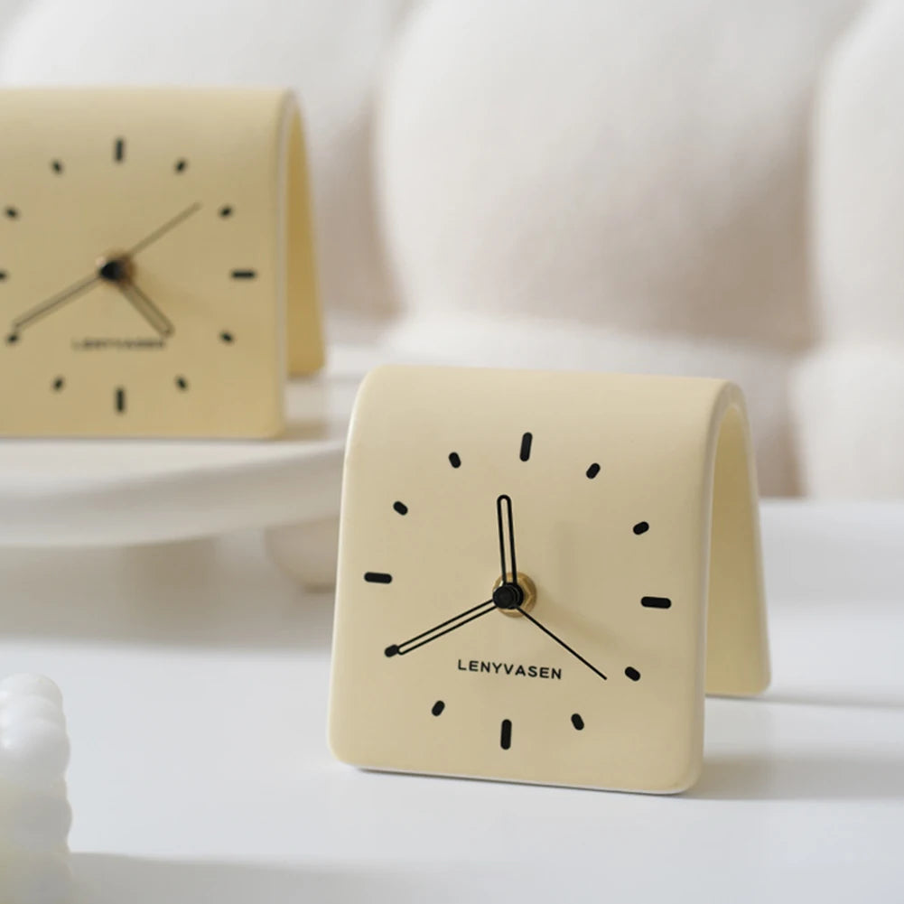 Ceramic Silent Desk Clock | Mute Bedside & Living Room Decor