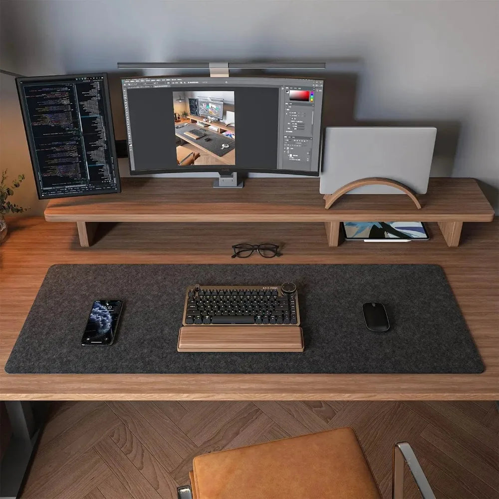 Large Felt Desk Mat 31.5"x15.7" | Mouse Pad, Keyboard Mat & Desk Protector - Dark Gray