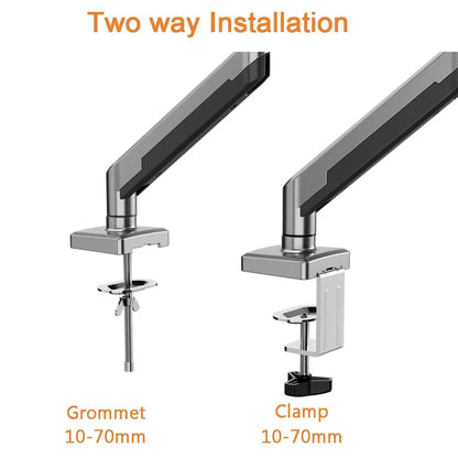 Gas Spring Monitor Arm for 13-32" Screens | Adjustable Single Mount with Clamp & Grommet Base