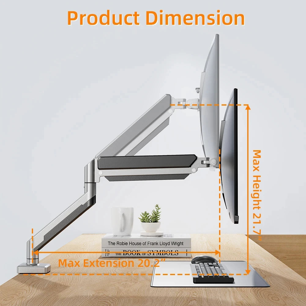 Gas Spring Monitor Arm for 13-32" Screens | Adjustable Single Mount with Clamp & Grommet Base