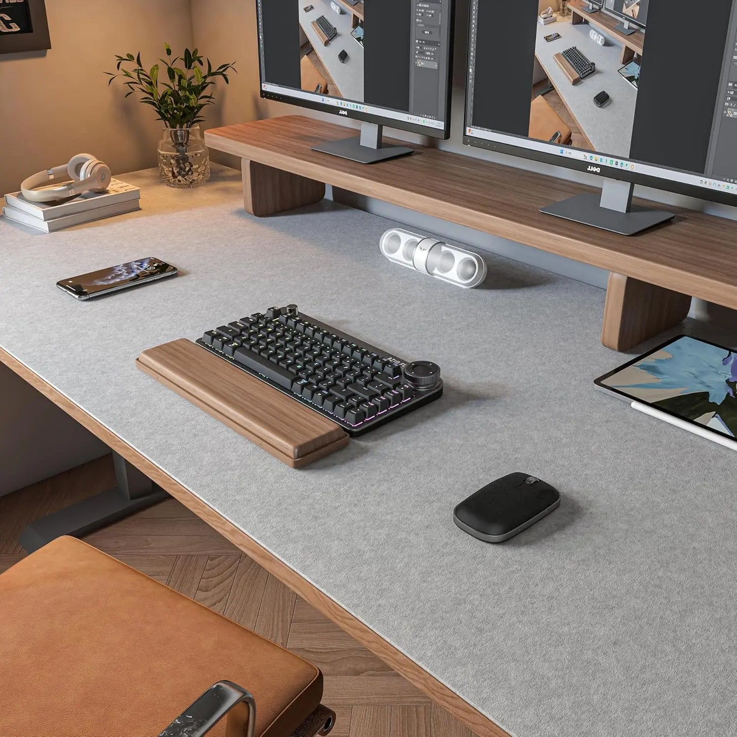 Large Felt Desk Mat 31.5"x15.7" | Mouse Pad, Keyboard Mat & Desk Protector - Dark Gray