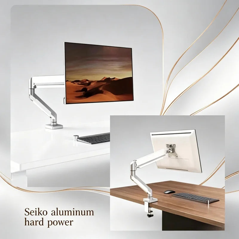 Single Monitor Arm for 13-35" Screens | Height Adjustable Ergonomic Stand with Dual Base