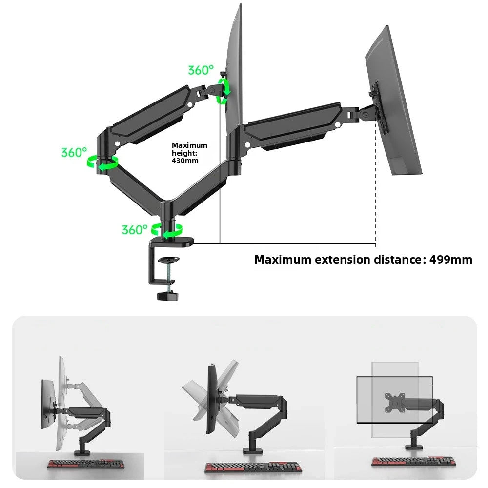 360° Rotating Monitor Arm | Ergonomic Desktop Mount, Universal Fit