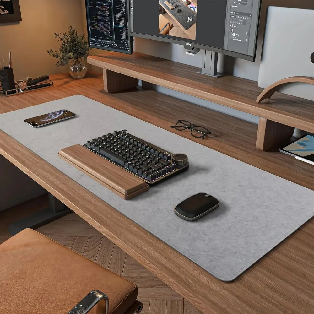 Large Felt Desk Mat 31.5"x15.7" | Mouse Pad, Keyboard Mat & Desk Protector - Dark Gray